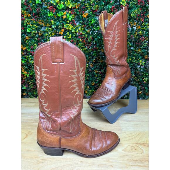 Nocona 8822 Cowboy Boots Shoes‎ Brown Leather Goodyear Oil Resistant Mens 8 GUC main image 11